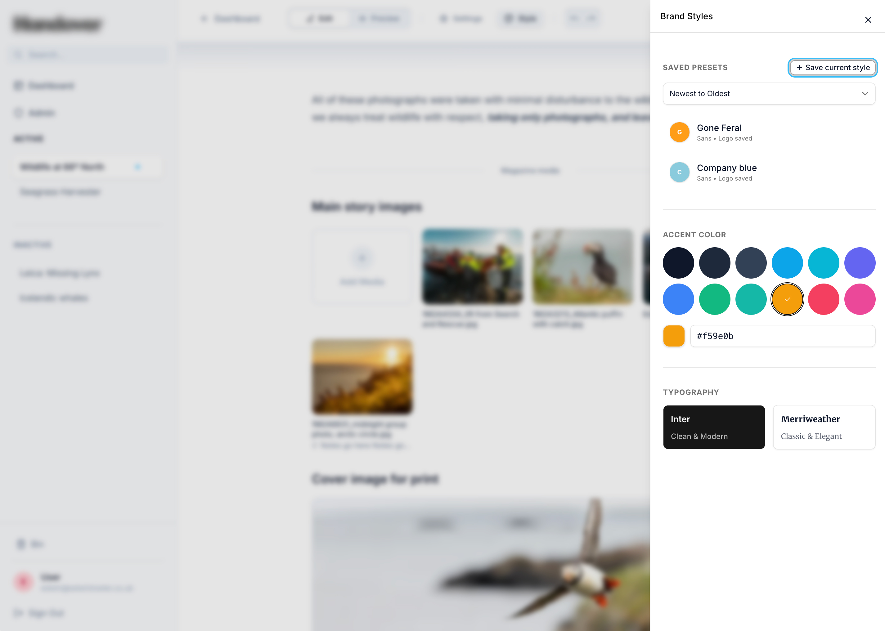 Upload and customise interface
