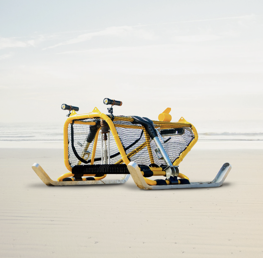 Beach rescue sled invention